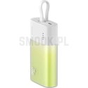 BASEUS powerbank 5200 mAh z wbudowanym kablem Lightning + kabel Typ C do Typ C PD QC 2,4A 20W PPKDC05I biało zielony