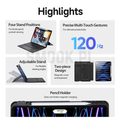 DUX DUCIS etui DK składane z klawiaturą bezprzewodową do iPad Air 13 (2024)/Pro 12.9 (2020/2021/2022) czarne DUX DUCIS etui DK składane z klawiaturą bezprzewodową do iPad Air 13 (2024)/Pro 12.9 (2020/2021/2022) czarne