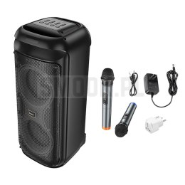 HOCO głośnik bluetooth + 2 x bezprzewodowe mikrofony HA13 Max czarny