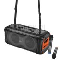 HOCO zestaw karaoke bezprzewodowy głośnik + 2 x bezprzewodowy mikrofon LED 60W HA9 czarny