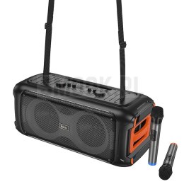 HOCO zestaw karaoke bezprzewodowy głośnik + 2 x bezprzewodowy mikrofon LED 60W HA9 czarny
