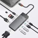 WiWU - HUB A921HV 9w1 USB3.0x2+USB2.0x1+SD/TF(3.0)+PD (100W)+USB-C(3.0)+HDMI(4K30HZ)+VGA1080P)