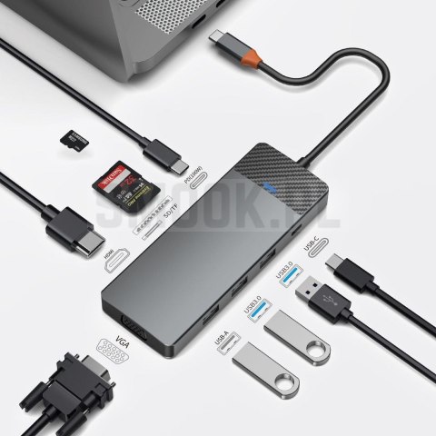 WiWU - HUB A921HV 9w1 USB3.0x2+USB2.0x1+SD/TF(3.0)+PD (100W)+USB-C(3.0)+HDMI(4K30HZ)+VGA1080P) WiWU - HUB A921HV 9w1 USB3.0x2+USB2.0x1+SD/TF(3.0)+PD (100W)+USB-C(3.0)+HDMI(4K30HZ)+VGA1080P)