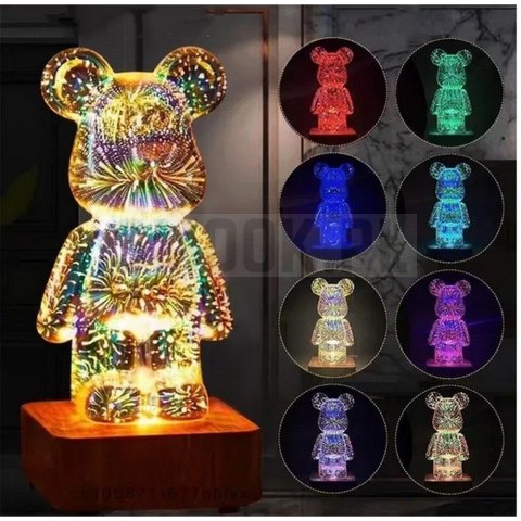 Lampka nocna LED 3D Miś Art Deco stojący L3GFBD Lampka nocna LED 3D Miś Art Deco stojący L3GFBD