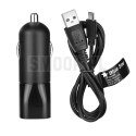 BLUE STAR ładowarka samochodowa 2A USB A + kabel USB A do Micro USB czarna