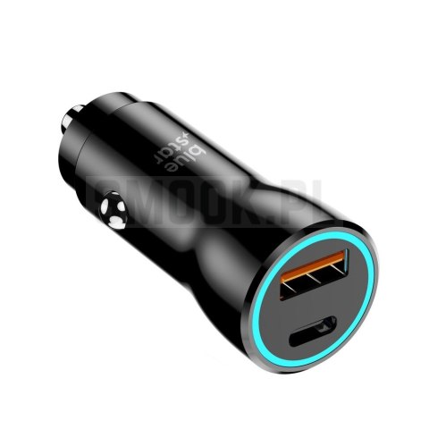 BLUE STAR ładowarka samochodowa 3A 25W Typ C + USB A PD QC3.0 AFC PPS czarna BLUE STAR ładowarka samochodowa 3A 25W Typ C + USB A PD QC3.0 AFC PPS czarna