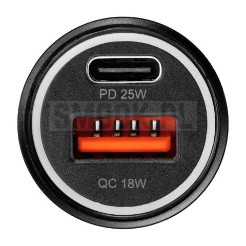 BLUE STAR ładowarka samochodowa 3A 25W Typ C + USB A PD QC3.0 AFC PPS czarna BLUE STAR ładowarka samochodowa 3A 25W Typ C + USB A PD QC3.0 AFC PPS czarna