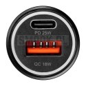 BLUE STAR ładowarka samochodowa 3A 25W Typ C + USB A + kabel Typ C do Typ C PD QC3.0 AFC PPS czarna