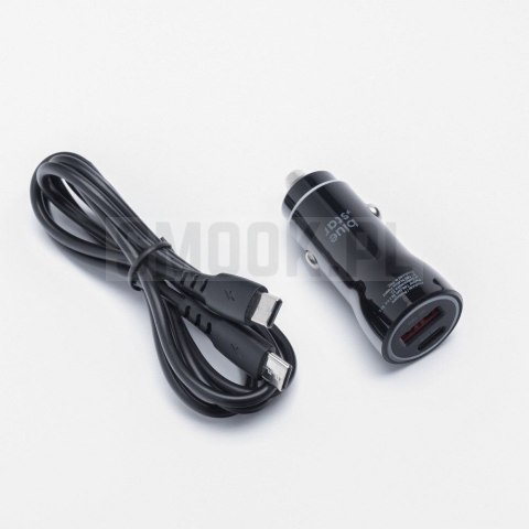 BLUE STAR ładowarka samochodowa 3A 25W Typ C + USB A + kabel Typ C do Typ C PD QC3.0 AFC PPS czarna BLUE STAR ładowarka samochodowa 3A 25W Typ C + USB A + kabel Typ C do Typ C PD QC3.0 AFC PPS czarna