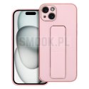 Futerał LEATHER CASE KICKSTAND do IPHONE 15 Plus różowy