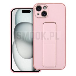 Futerał LEATHER CASE KICKSTAND do IPHONE 15 Plus różowy