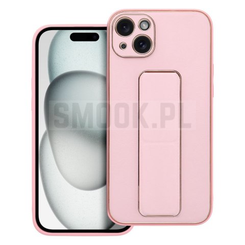 Futerał LEATHER CASE KICKSTAND do IPHONE 15 Plus różowy Futerał LEATHER CASE KICKSTAND do IPHONE 15 Plus różowy