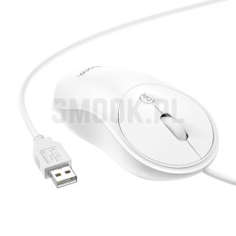 HOCO mysz komputerowa przewodowa USB A GM13 1,5 m biała