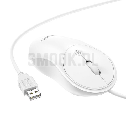 HOCO mysz komputerowa przewodowa USB A GM13 1,5 m biała