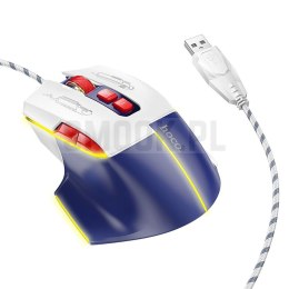 HOCO mysz komputerowa gamingowa przewodowa USB A biało niebieska