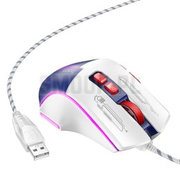 HOCO mysz komputerowa gamingowa przewodowa USB A biało niebieska