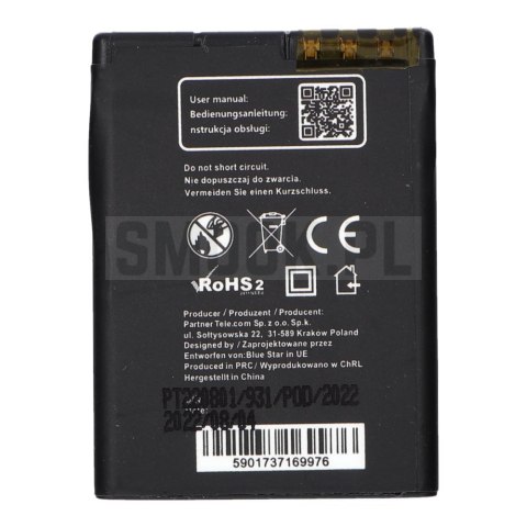 BLUE STAR PREMIUM bateria do NOKIA 6111 / 7370 / N76 / 2630 / 2760 / N75 / 2600 Classic 1000 mAh
