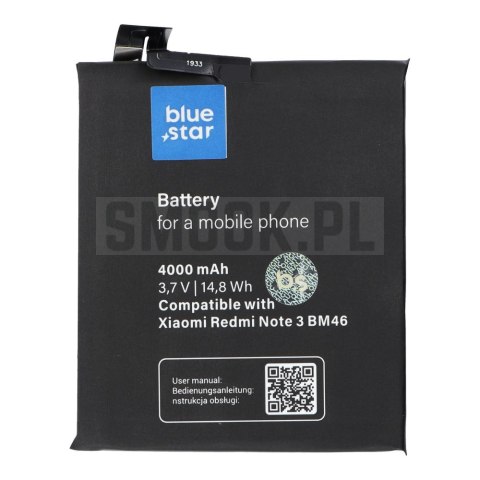BLUE STAR bateria do XIAOMI REDMI NOTE 3 (BM46) 4000 mAh