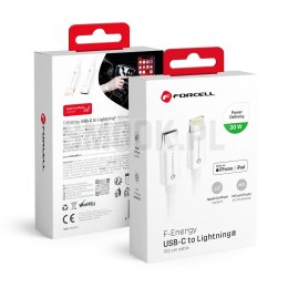 FORCELL F-ENERGY C901 kabel Typ C do Lightning MFi PD 3A 30W 1 m biały