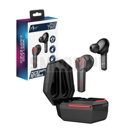 ART słuchawki bezprzewodowe bluetooth gamingowe TWS + stacja dokująca ze złączem Typ C AP-TW-G10 czarne ART słuchawki bezprzewodowe bluetooth gamingowe TWS + stacja dokująca ze złączem Typ C AP-TW-G10 czarne