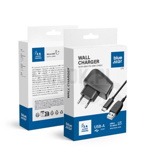 BLUE STAR LITE ładowarka sieciowa 2A 10W USB A + kabel USB A do Typ C TFK-TC-1095B czarna BLUE STAR LITE ładowarka sieciowa 2A 10W USB A + kabel USB A do Typ C TFK-TC-1095B czarna