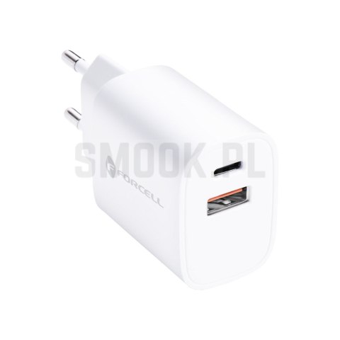 FORCELL F-ENERGY TFK-TC-35WPD ładowarka sieciowa Typ C + USB A PD QC4.0 3A 35W biała FORCELL F-ENERGY TFK-TC-35WPD ładowarka sieciowa Typ C + USB A PD QC4.0 3A 35W biała