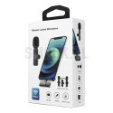 Mikrofon krawatowy bezprzewodowy Lightning podwójny (2 w zestawie) K1 różowy