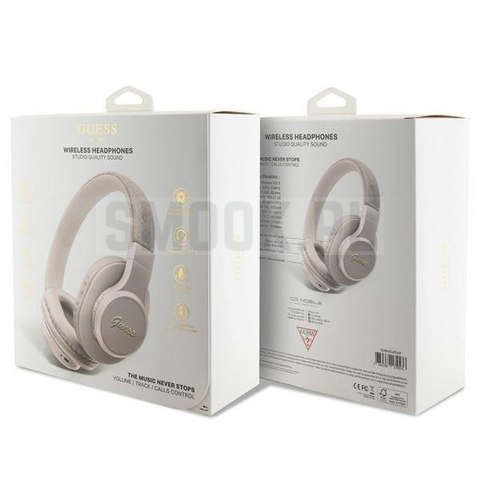 GUESS słuchawki bluetooth nauszne GUBH604GEMP (4G Script) różowe GUESS słuchawki bluetooth nauszne GUBH604GEMP (4G Script) różowe