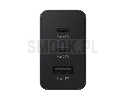 SAMSUNG oryginalna ładowarka sieciowa USB A + 2 x Typ C PD 3A 65W EP-T6530NBEGEU czarna blister SAMSUNG oryginalna ładowarka sieciowa USB A + 2 x Typ C PD 3A 65W EP-T6530NBEGEU czarna blister