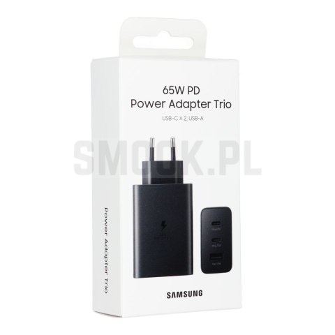 SAMSUNG oryginalna ładowarka sieciowa USB A + 2 x Typ C PD 3A 65W EP-T6530NBEGEU czarna blister SAMSUNG oryginalna ładowarka sieciowa USB A + 2 x Typ C PD 3A 65W EP-T6530NBEGEU czarna blister