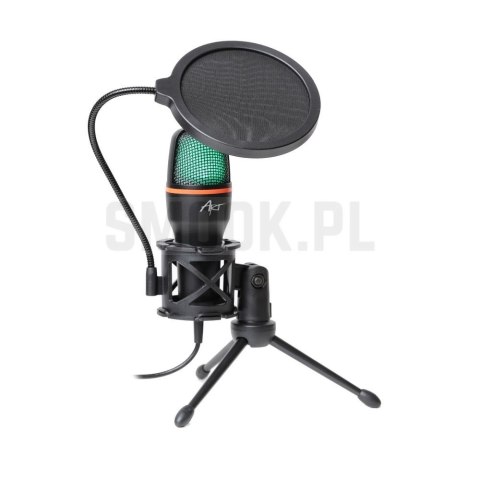 ART mikrofon pojemnościowy z membraną stojący podświetlany tripod AC-02 czarny ART mikrofon pojemnościowy z membraną stojący podświetlany tripod AC-02 czarny