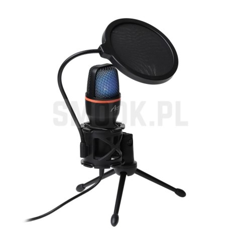 ART mikrofon pojemnościowy z membraną stojący podświetlany tripod AC-02 czarny ART mikrofon pojemnościowy z membraną stojący podświetlany tripod AC-02 czarny