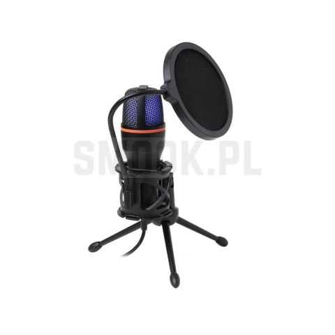 ART mikrofon pojemnościowy z membraną stojący podświetlany tripod AC-02 czarny ART mikrofon pojemnościowy z membraną stojący podświetlany tripod AC-02 czarny
