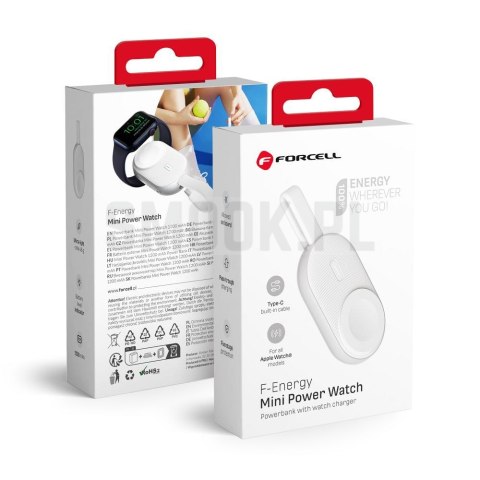FORCELL F-ENERGY Mini Power Watch powerbank 1A 2,5W 1200 mAh biały FORCELL F-ENERGY Mini Power Watch powerbank 1A 2,5W 1200 mAh biały