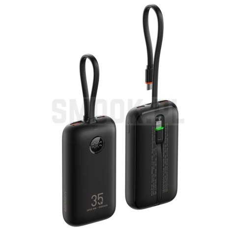 VEGER powerbank 10000 mAh z wbudowanymi kablami Typ C / Lightning PD QC3.0 35W K1 (W1188) czarny VEGER powerbank 10000 mAh z wbudowanymi kablami Typ C / Lightning PD QC3.0 35W K1 (W1188) czarny