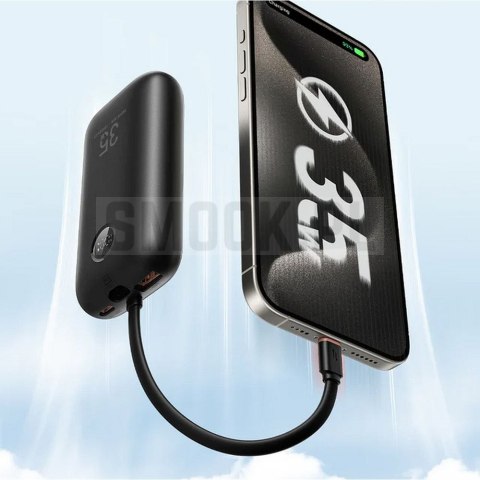 VEGER powerbank 10000 mAh z wbudowanymi kablami Typ C / Lightning PD QC3.0 35W K1 (W1188) czarny VEGER powerbank 10000 mAh z wbudowanymi kablami Typ C / Lightning PD QC3.0 35W K1 (W1188) czarny