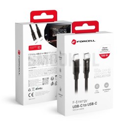 FORCELL F-ENERGY C391 kabel Typ C do Typ C PD QC4.0 5A 100W E-mark / 4K / Thunderbolt / 20Gbit/s 1 m czarny