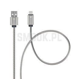 FORCELL F-ENERGY Metal C234 kabel USB A do Typ C QC3.0 2,4A 12W 1 m srebrny