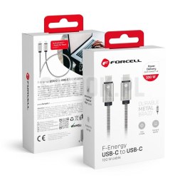 FORCELL F-ENERGY Metal C239 kabel Typ C do Typ C PD QC4.0 5A 100W E-Mark 1 m srebrny