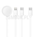 Kabel 3w1 Typ C do Lightning / Typ C / Apple Watch 3W 2A C3169 1,2 m biały