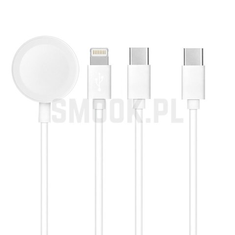 Kabel 3w1 Typ C do Lightning / Typ C / Apple Watch 3W 2A C3169 1,2 m biały