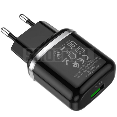HOCO ładowarka sieciowa USB A QC3.0 3A 18W N3 czarna HOCO ładowarka sieciowa USB A QC3.0 3A 18W N3 czarna
