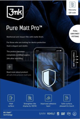 FOLIA HYDROŻELOWA 3MK PURE MATT PRO - DO IOS