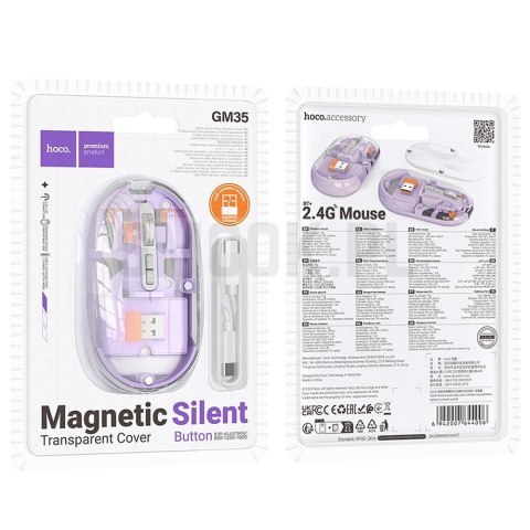 HOCO mysz komputerowa bezprzewodowa dual-mode SILENT 2,4G fioletowa HOCO mysz komputerowa bezprzewodowa dual-mode SILENT 2,4G fioletowa