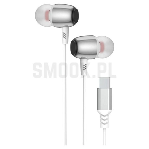 BLUE STAR słuchawki przewodowe Typ C z mikrofonem M09C 1,2 m białe