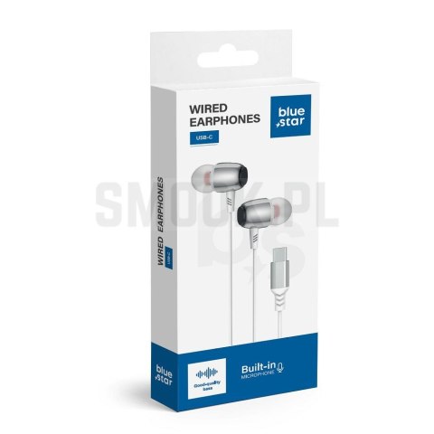 BLUE STAR słuchawki przewodowe Typ C z mikrofonem M09C 1,2 m białe