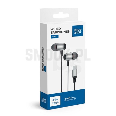 BLUE STAR słuchawki przewodowe Typ C z mikrofonem M09C 1,2 m czarne