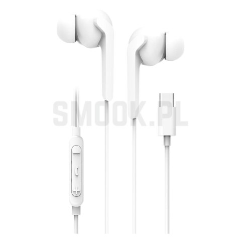 BLUE STAR słuchawki przewodowe Typ C z mikrofonem M15C 1,2 m białe