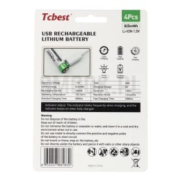 TCBEST bateria akumulatorowa R3 (AAA) 220 mAh z gniazdem Typ C + kabel USB A do 4 x Typ C 4 szt