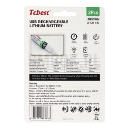 TCBEST bateria akumulatorowa R6 (AA) 650 mAh z gniazdem Typ C + kabel USB A do 2 x Typ C 2 szt